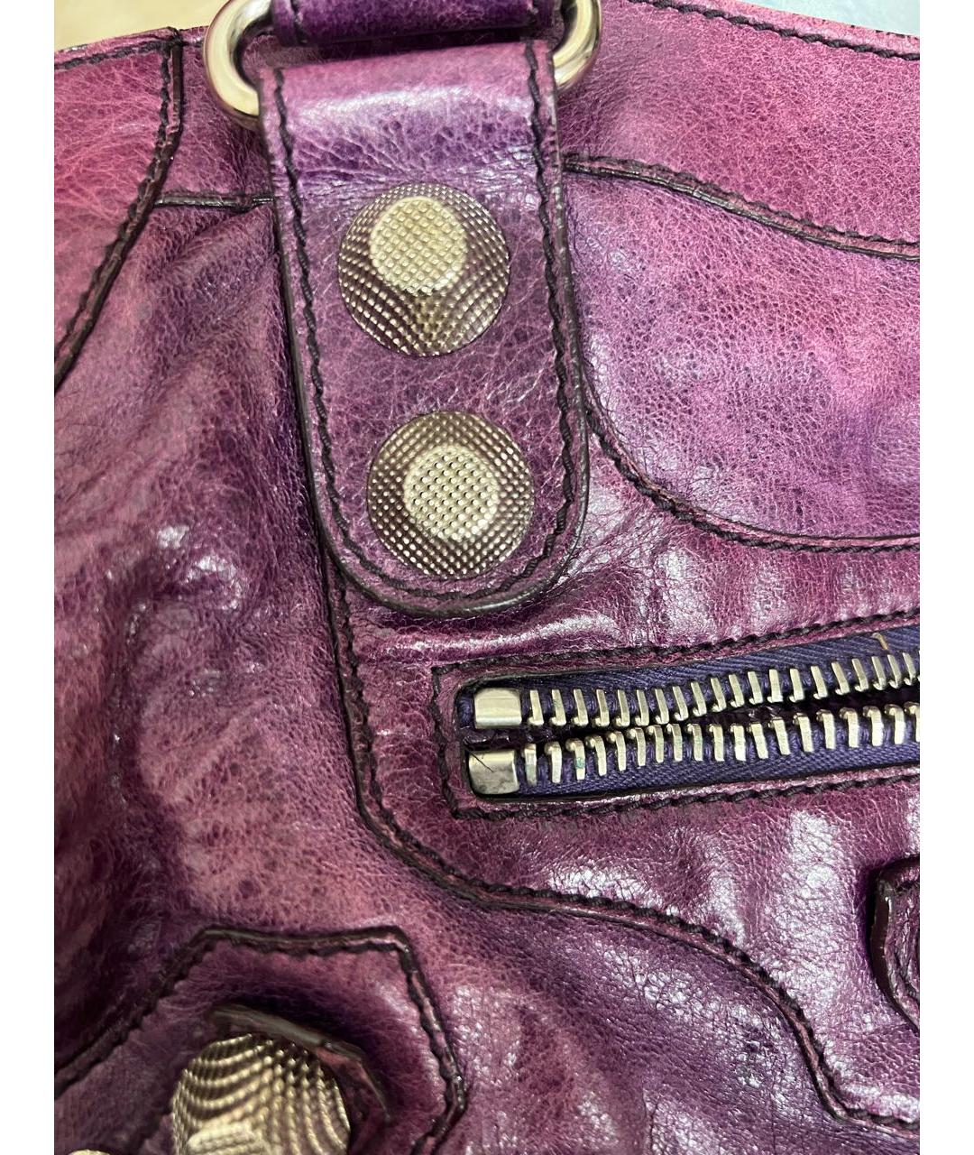 BALENCIAGA Фиолетовая кожаная сумка с короткими ручками, фото 4
