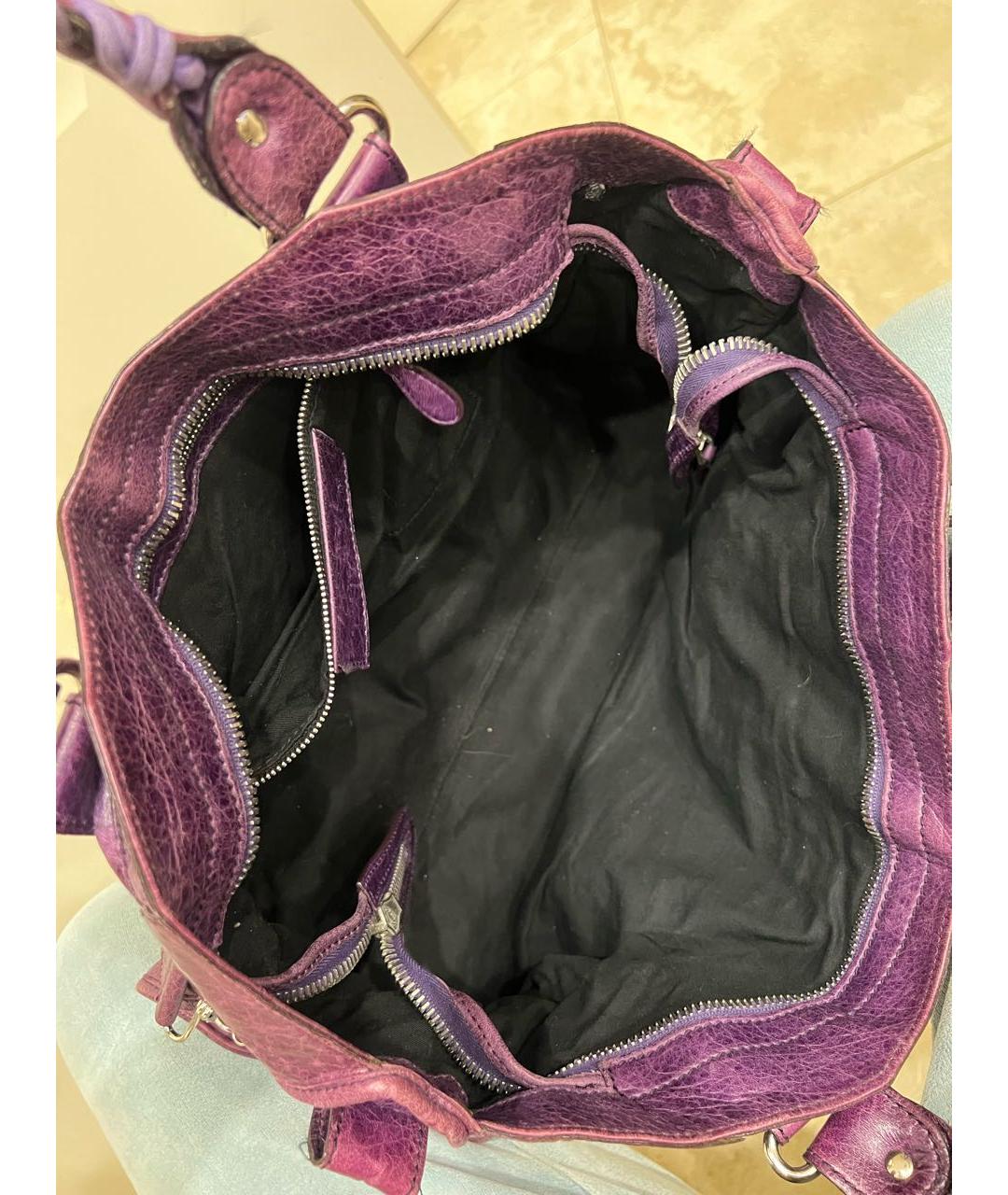 BALENCIAGA Фиолетовая кожаная сумка с короткими ручками, фото 3