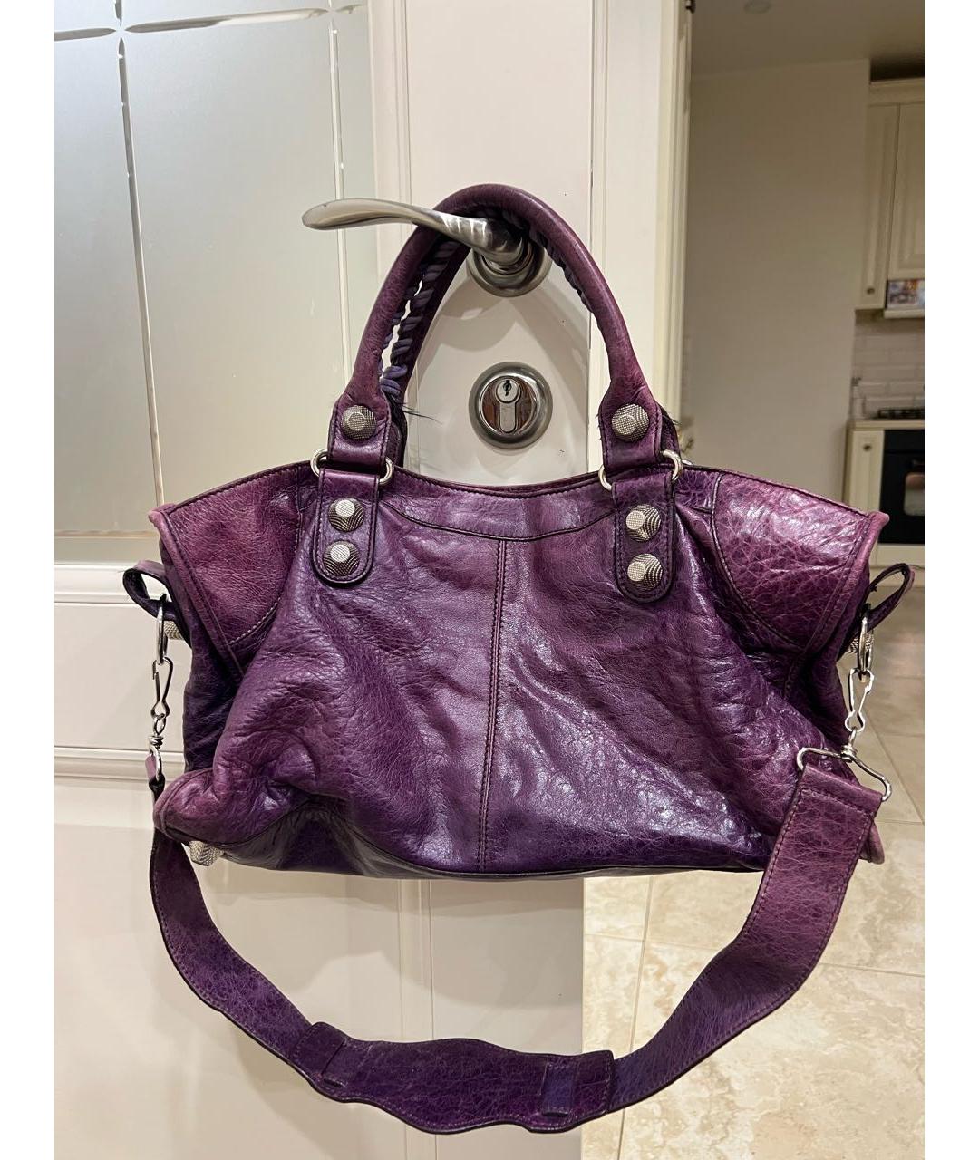 BALENCIAGA Фиолетовая кожаная сумка с короткими ручками, фото 2