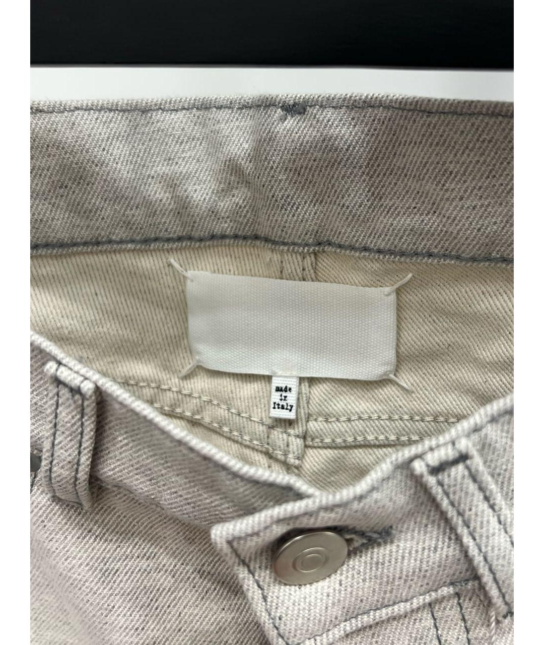 MAISON MARGIELA Белые хлопковые прямые джинсы, фото 4