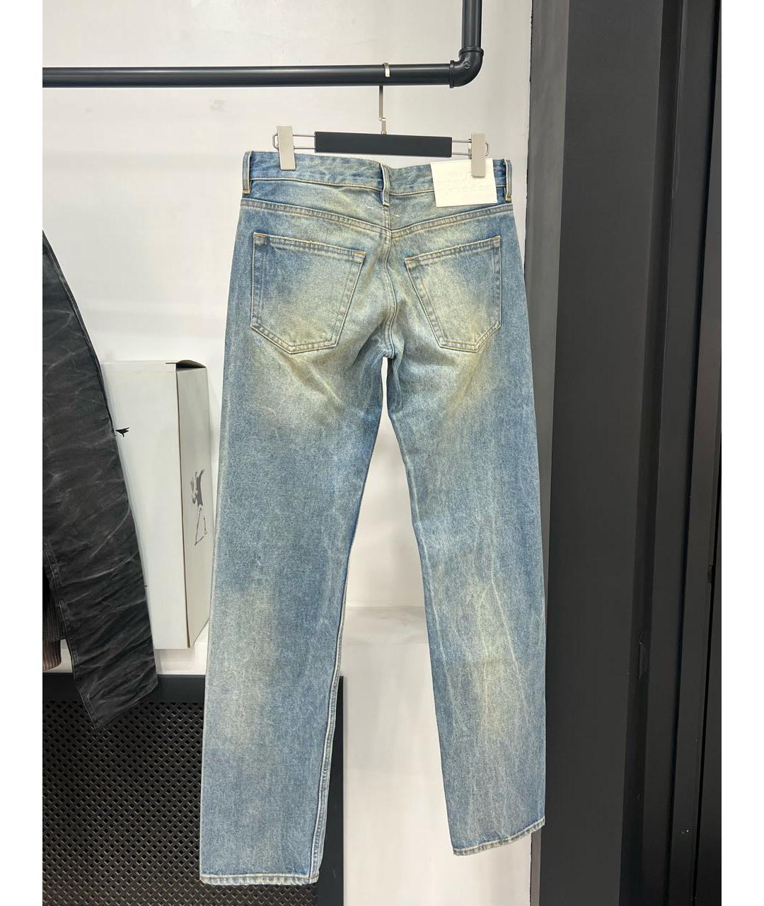 MAISON MARGIELA Голубые хлопковые прямые джинсы, фото 2