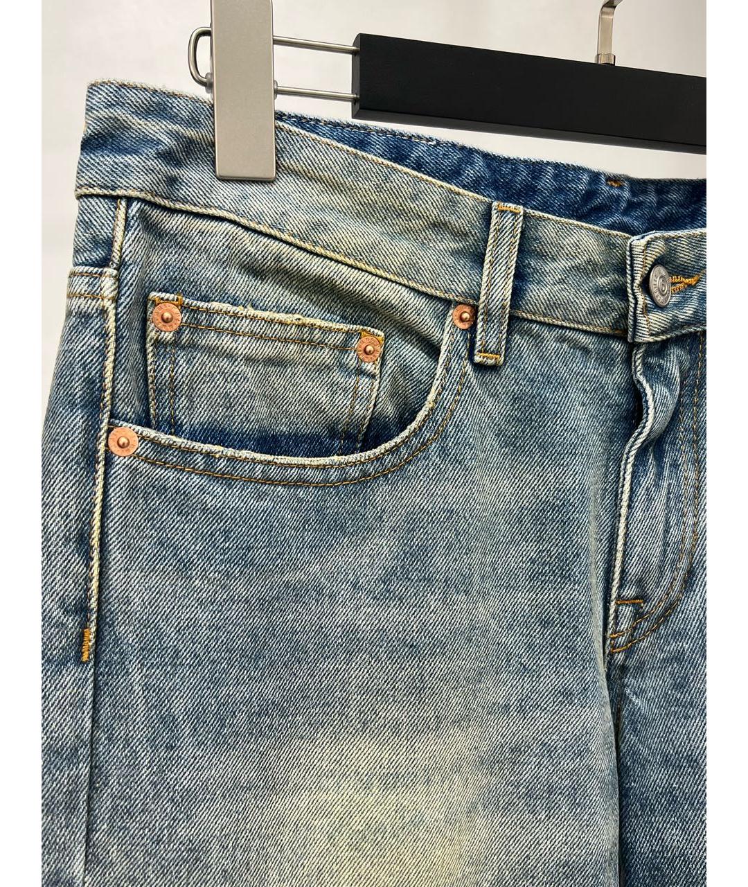 MAISON MARGIELA Голубые хлопковые прямые джинсы, фото 3