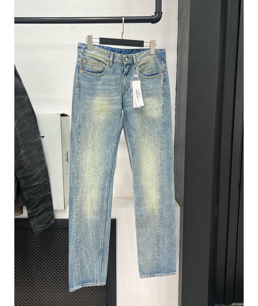 MAISON MARGIELA Голубые хлопковые прямые джинсы, фото 7
