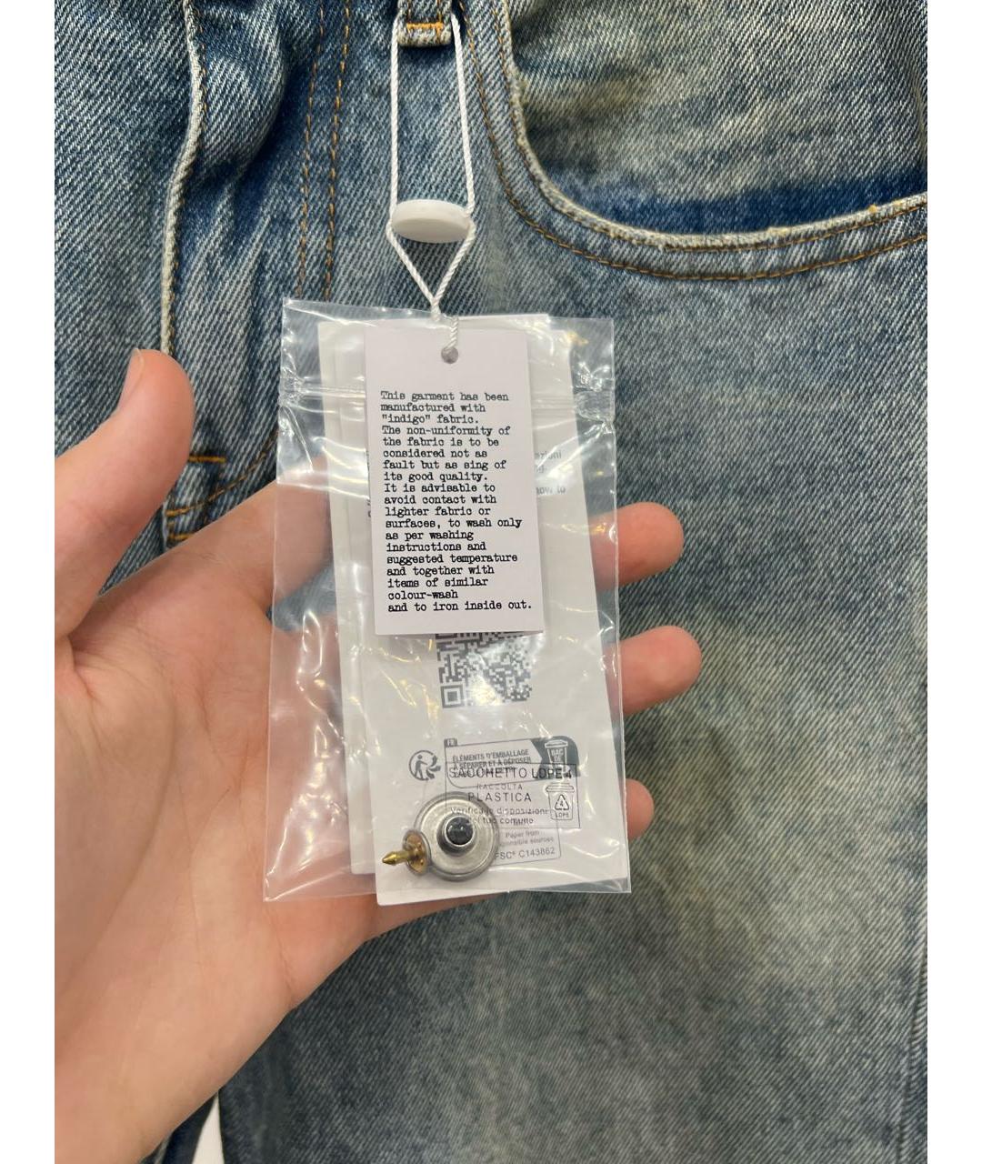 MAISON MARGIELA Голубые хлопковые прямые джинсы, фото 6