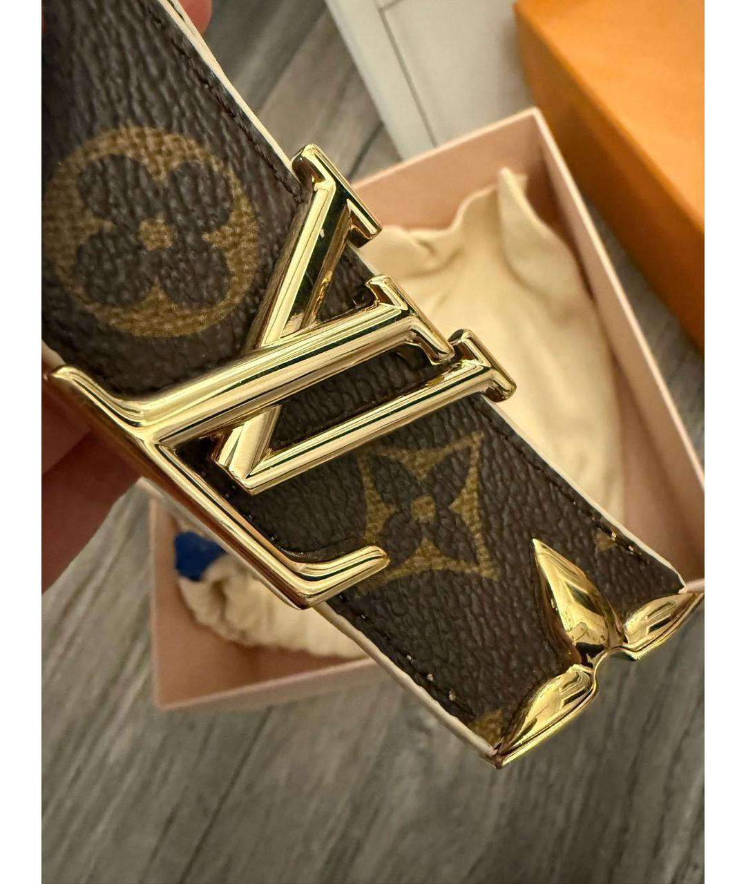 LOUIS VUITTON Бежевый кожаный ремень, фото 6