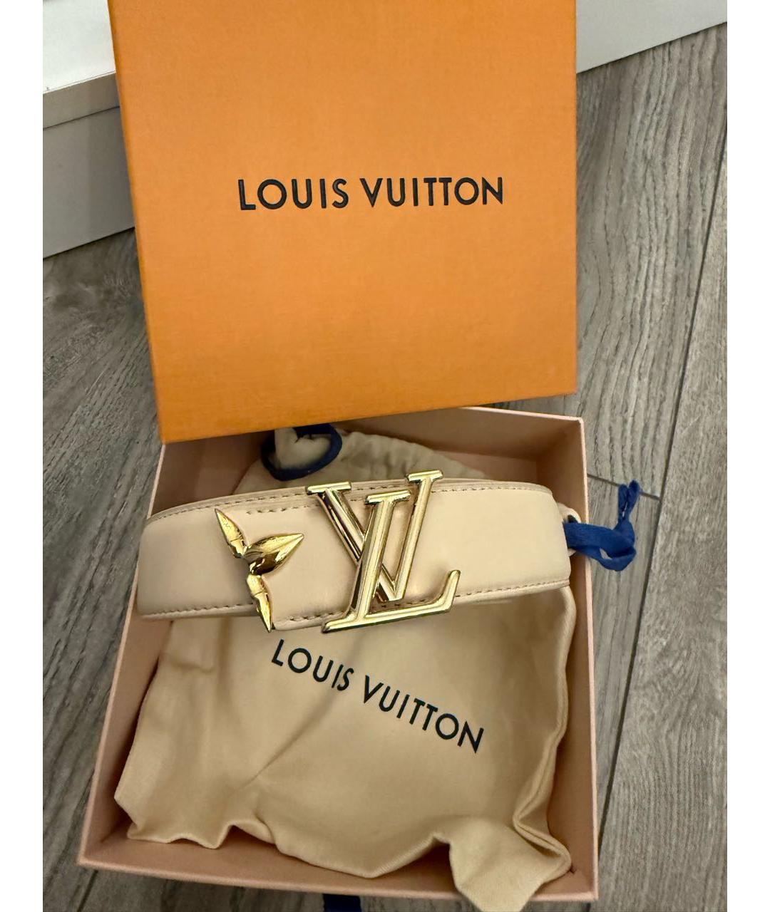 LOUIS VUITTON Бежевый кожаный ремень, фото 2