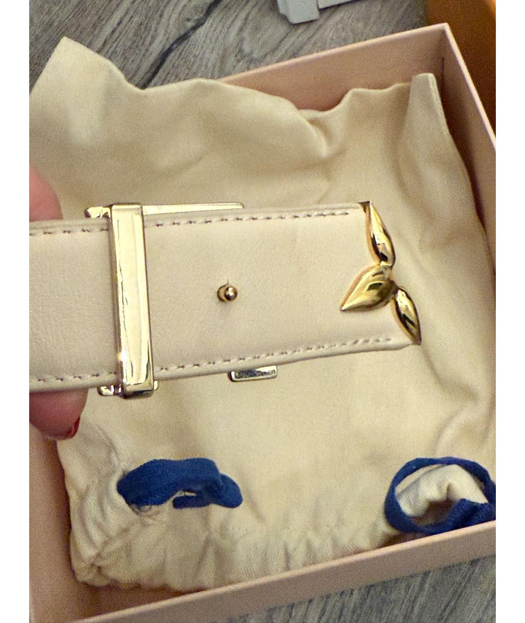 LOUIS VUITTON Бежевый кожаный ремень, фото 8