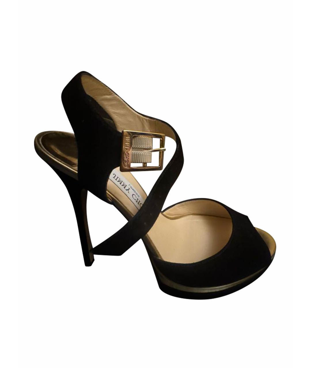 JIMMY CHOO Черные замшевые босоножки, фото 1