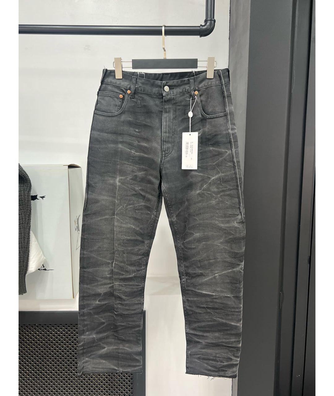 MAISON MARGIELA Черные хлопковые прямые джинсы, фото 8