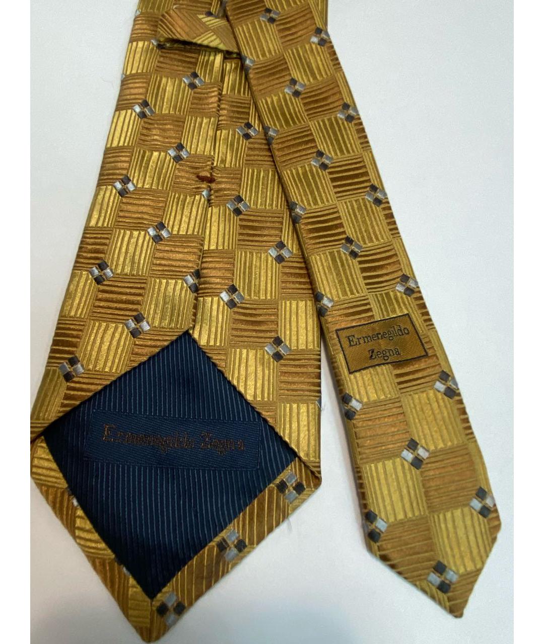 ERMENEGILDO ZEGNA XXX Золотой шелковый галстук, фото 3