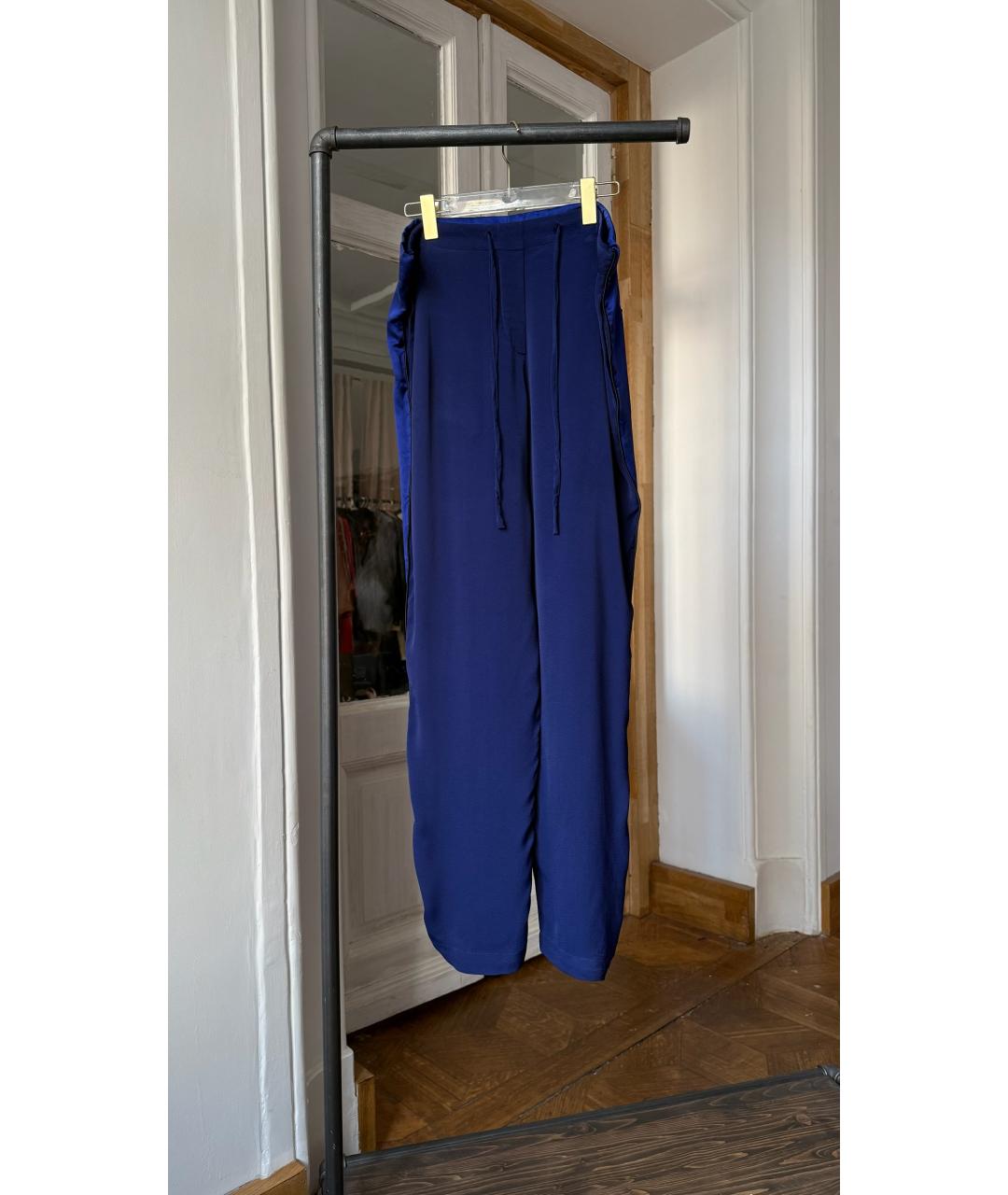 HAIDER ACKERMANN Синие атласные прямые брюки, фото 5