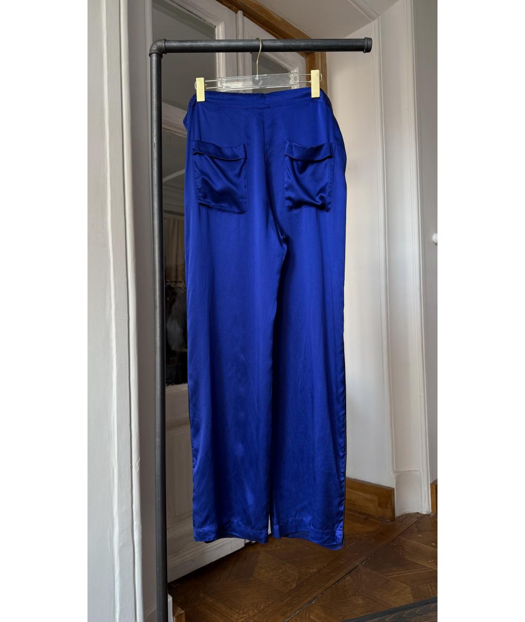 HAIDER ACKERMANN Синие атласные прямые брюки, фото 2