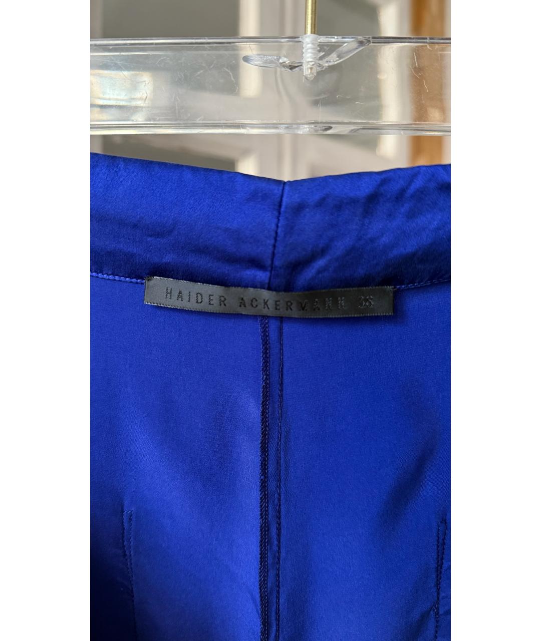 HAIDER ACKERMANN Синие атласные прямые брюки, фото 3
