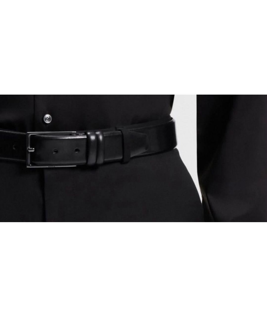 HUGO BOSS Черный кожаный ремень, фото 2