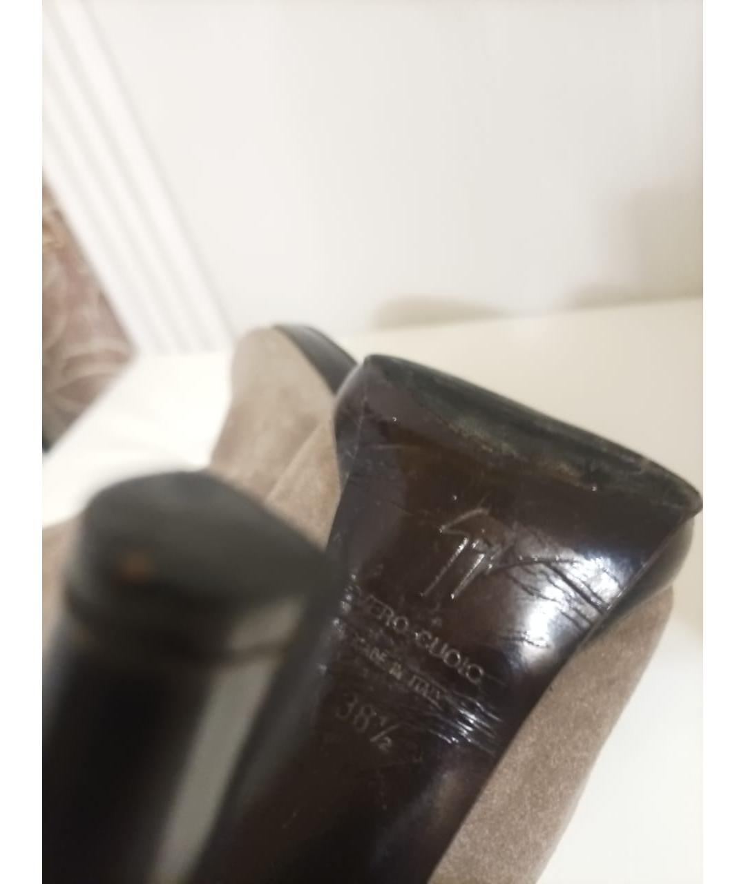 GIUSEPPE ZANOTTI DESIGN Коричневые замшевые сапоги, фото 5