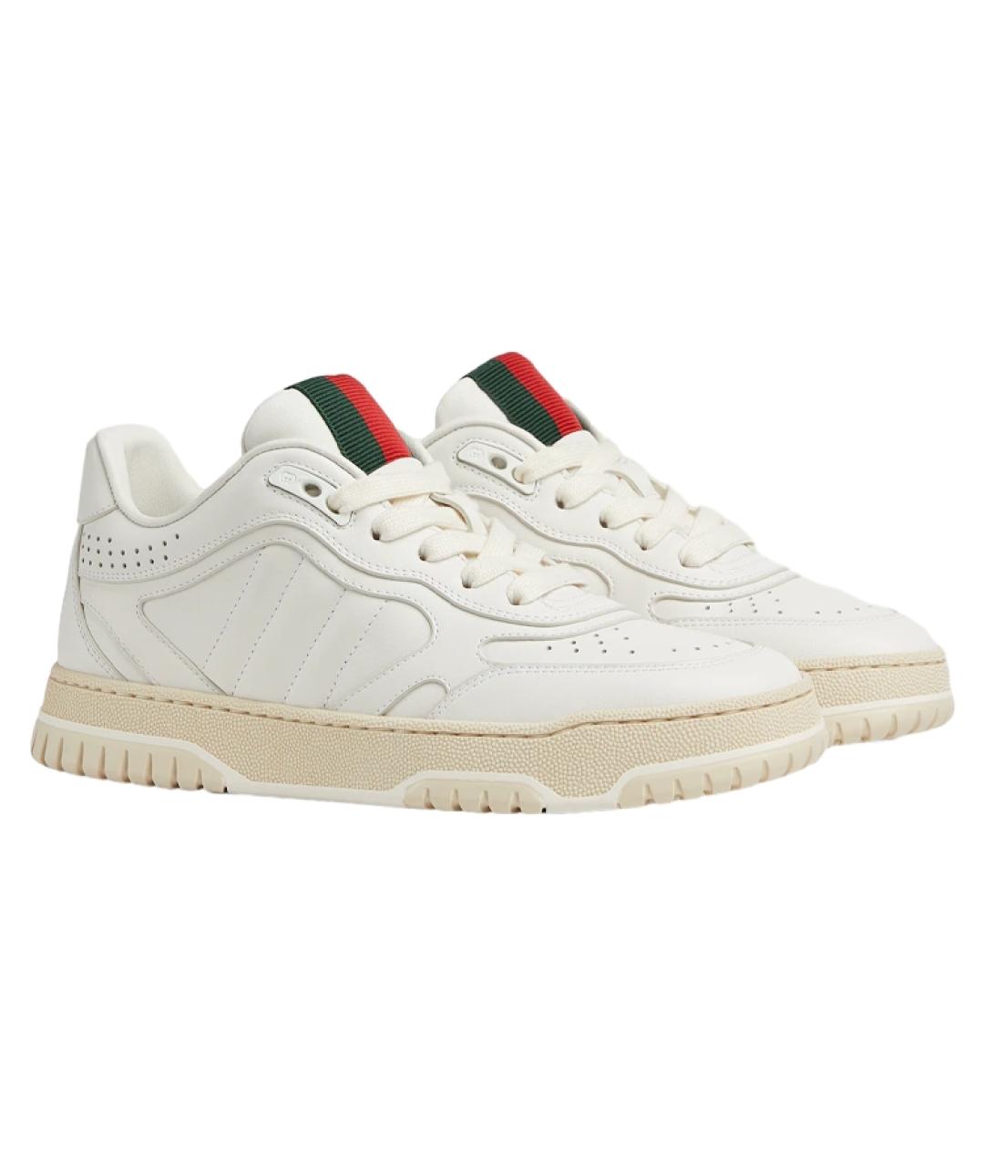 GUCCI Белые кожаные кроссовки, фото 2