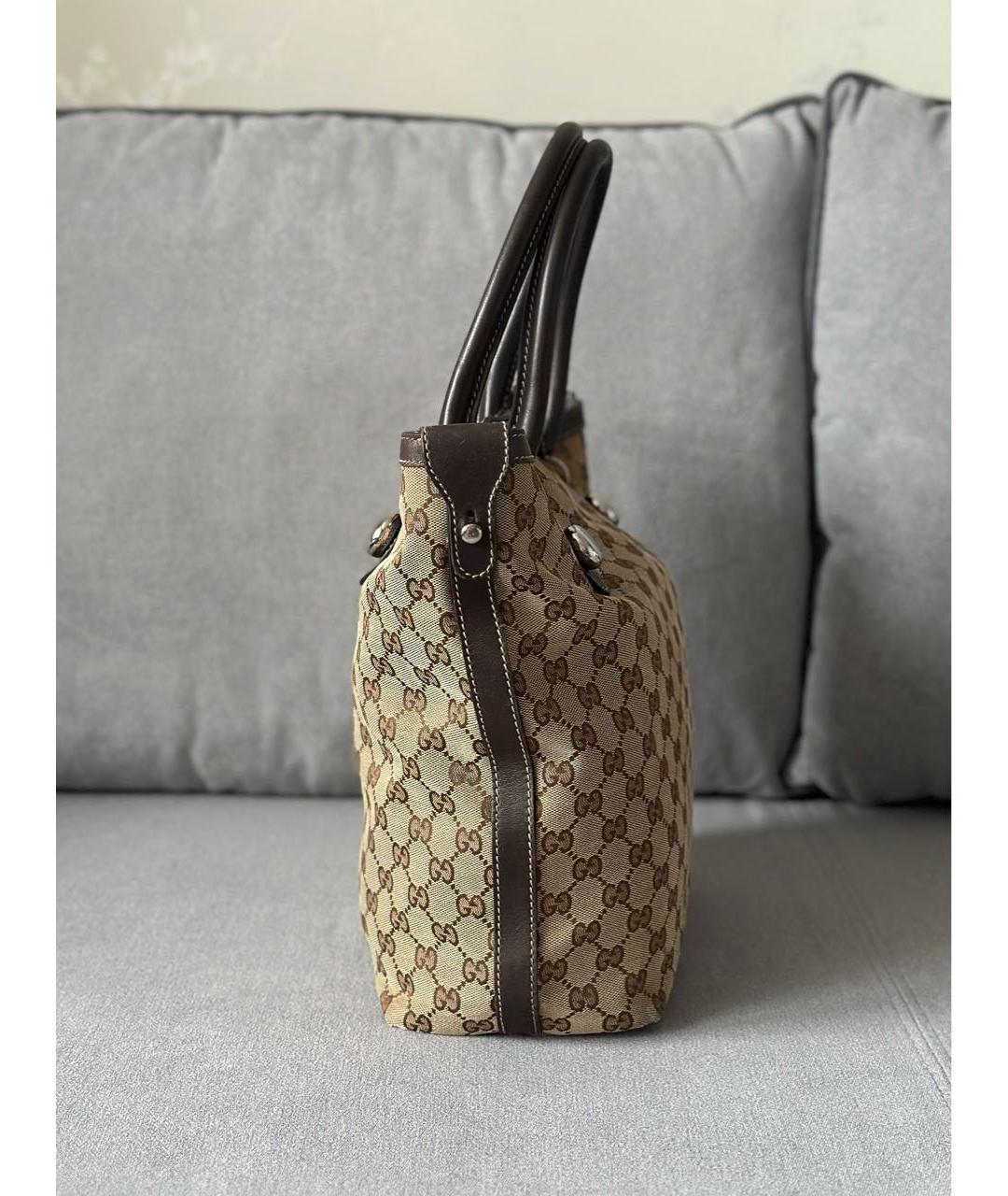 GUCCI Бежевая тканевая сумка тоут, фото 4