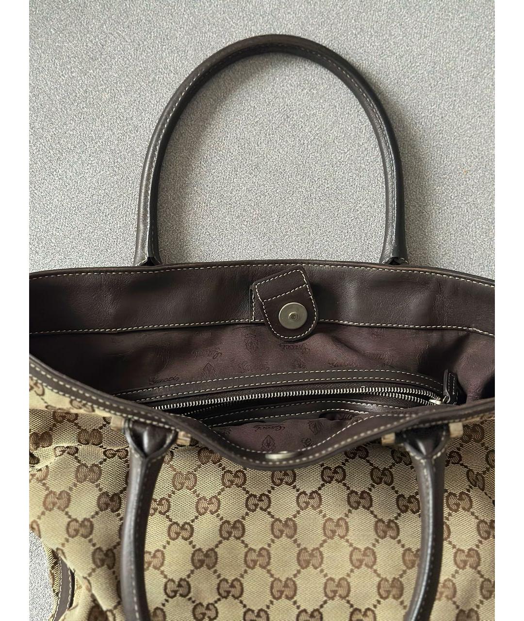 GUCCI Бежевая тканевая сумка тоут, фото 7