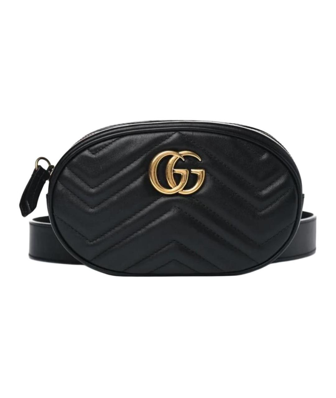 GUCCI Черная кожаная поясная сумка, фото 1