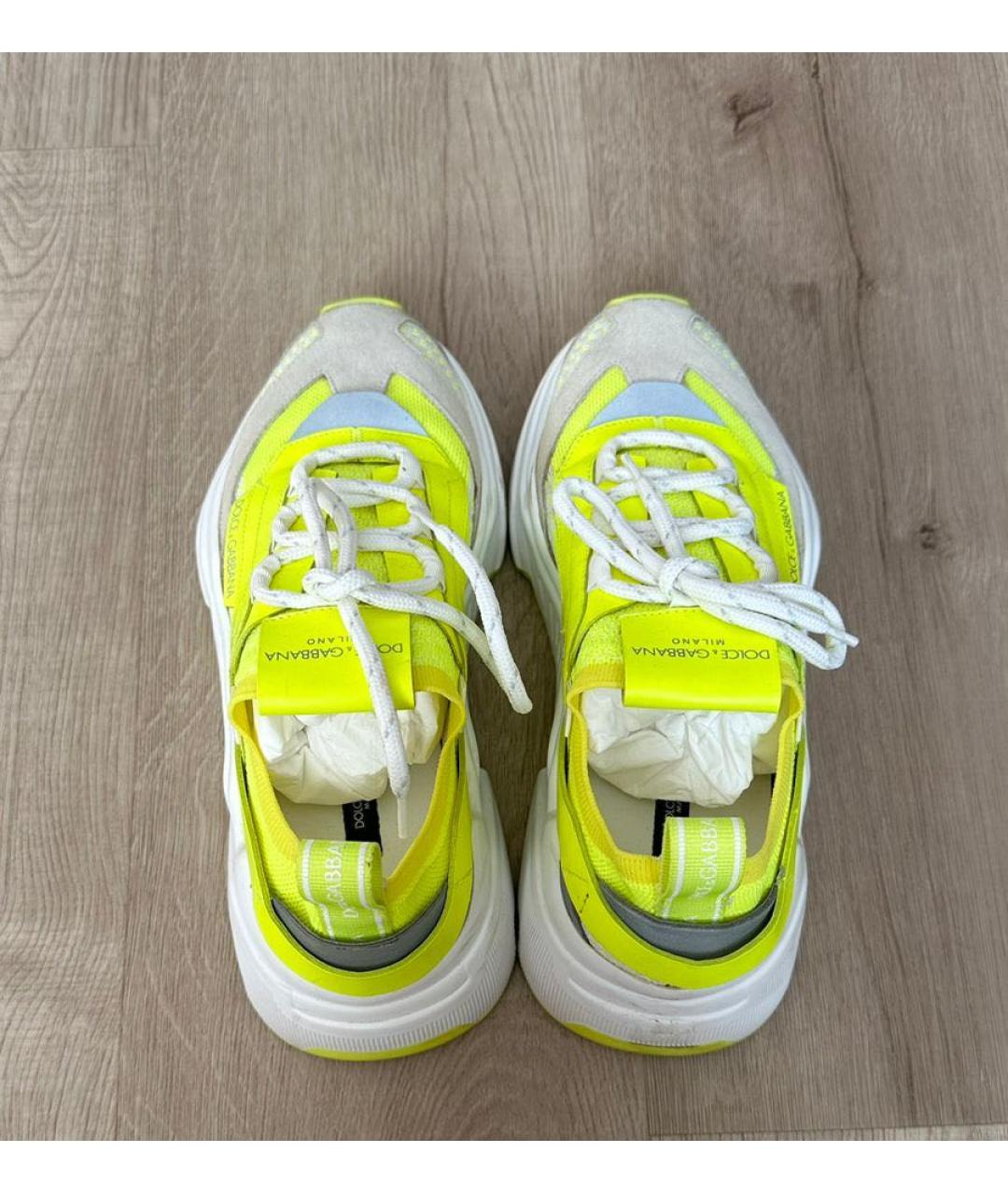 DOLCE&GABBANA Желтые неопреновые кроссовки, фото 6
