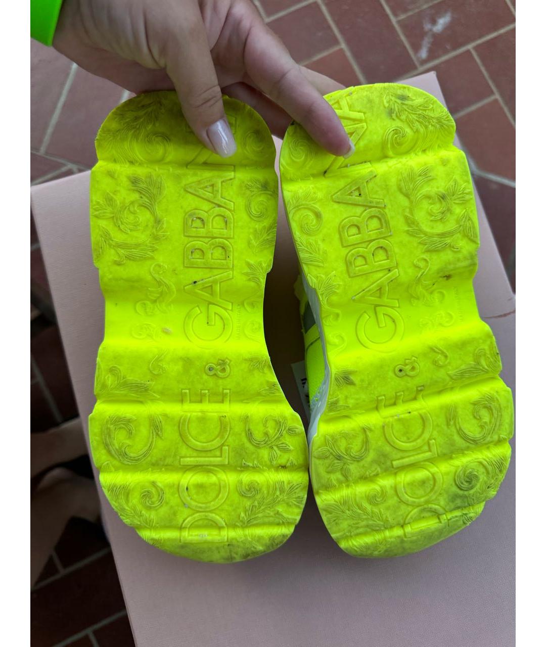DOLCE&GABBANA Желтые неопреновые кроссовки, фото 5