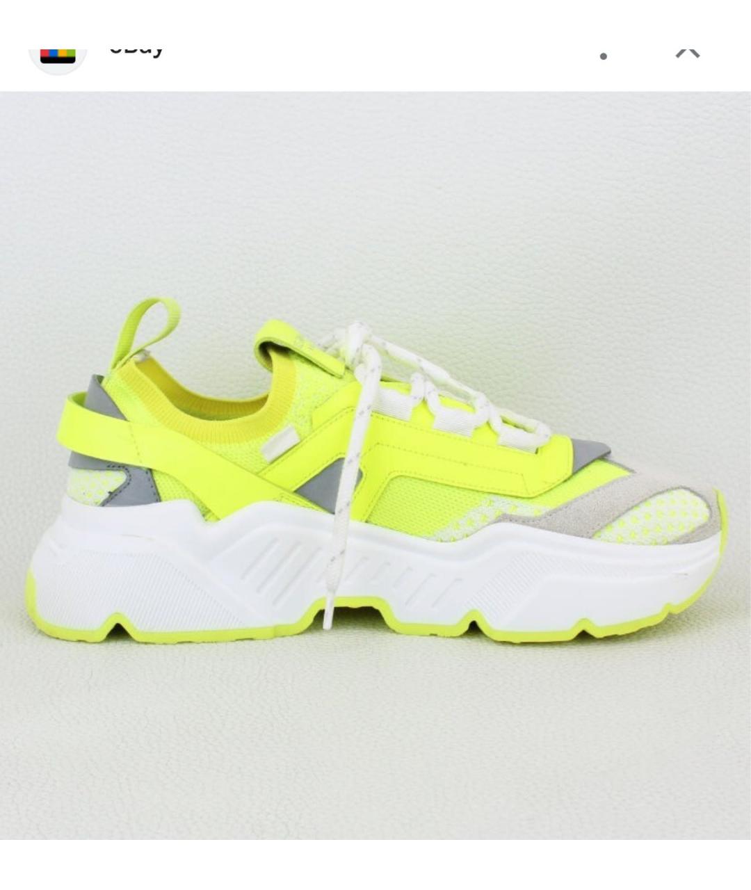 DOLCE&GABBANA Желтые неопреновые кроссовки, фото 7