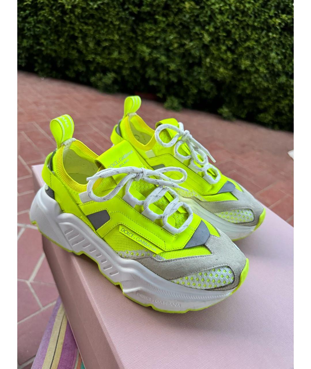 DOLCE&GABBANA Желтые неопреновые кроссовки, фото 3