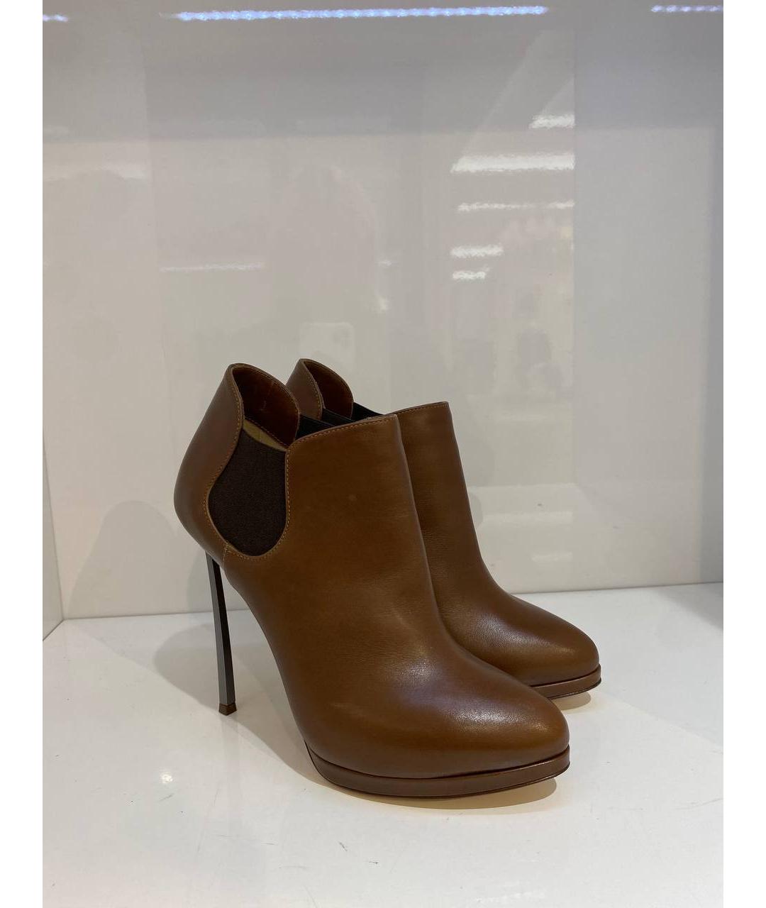 CASADEI Коричневые кожаные ботильоны, фото 4