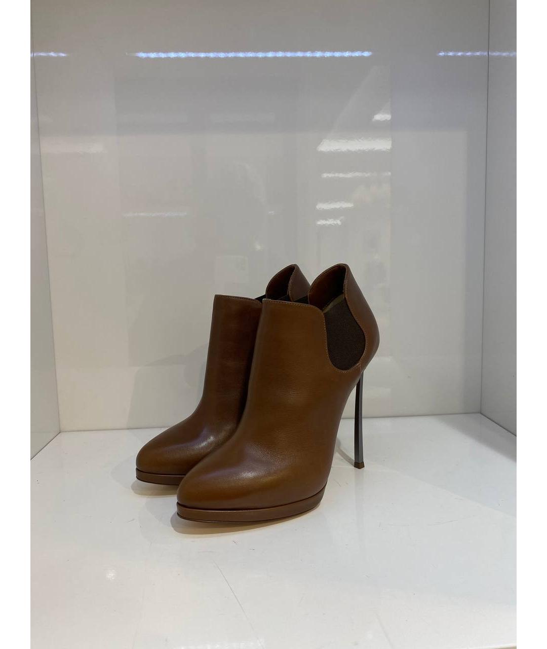 CASADEI Коричневые кожаные ботильоны, фото 2