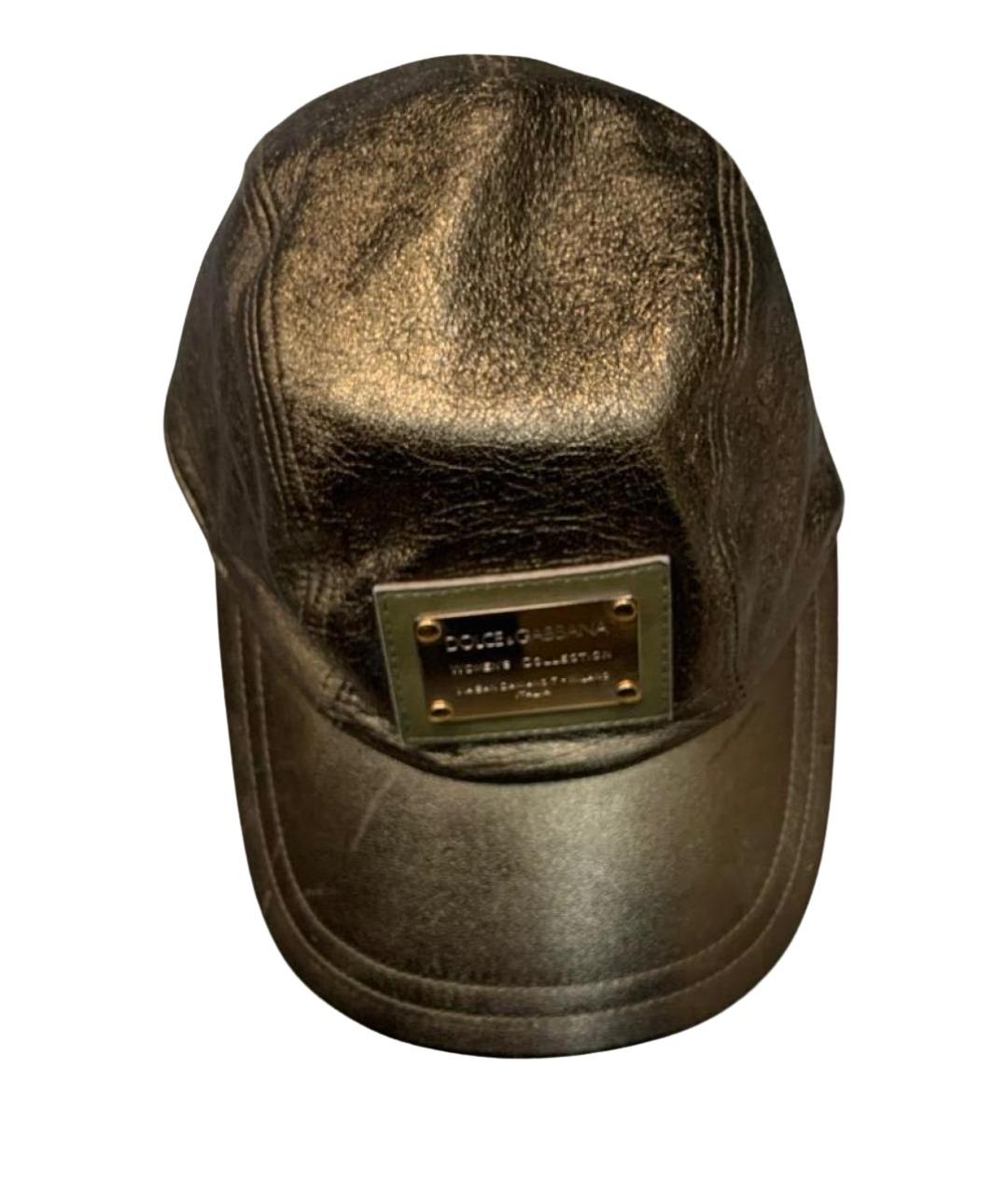 DOLCE&GABBANA Черная кожаная кепка, фото 1