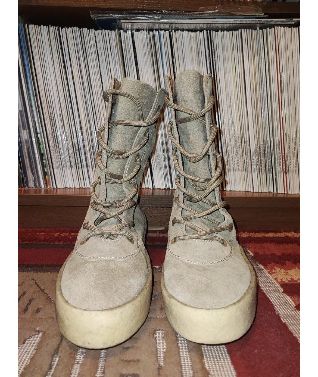YEEZY Бежевые замшевые высокие ботинки, фото 2