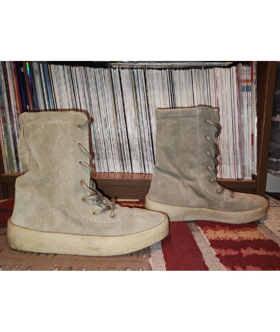 YEEZY Бежевые замшевые высокие ботинки, фото 9