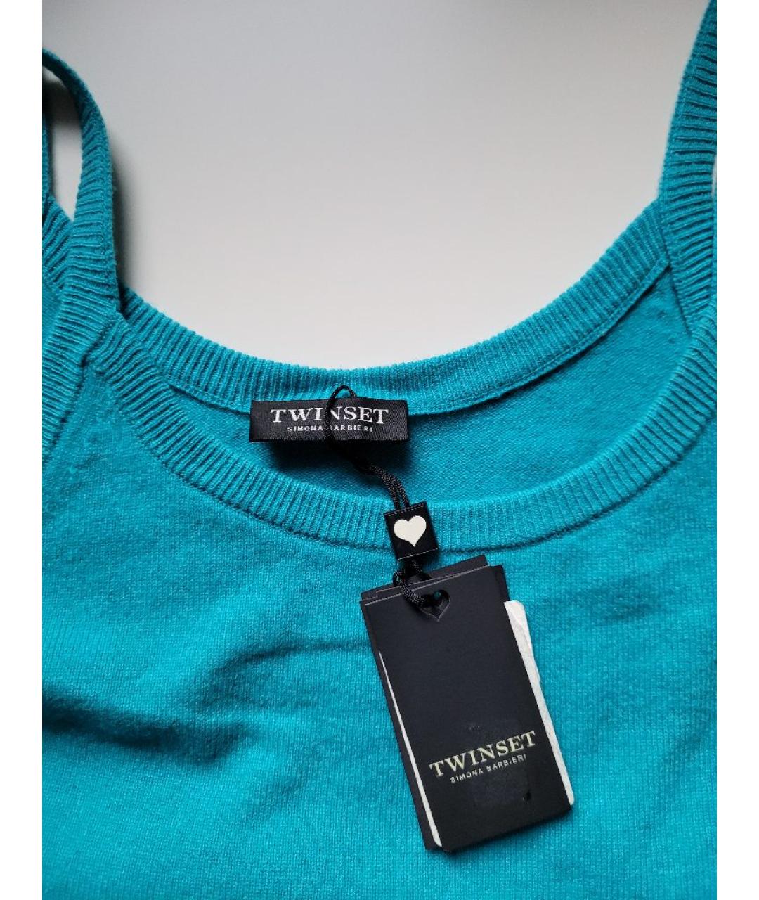 TWIN-SET Бирюзовая шерстяная жилетка, фото 3