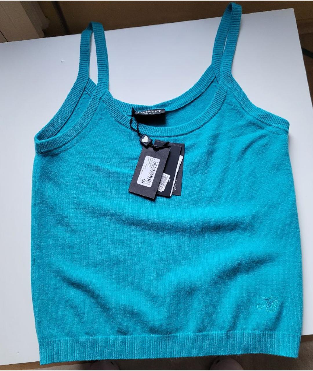 TWIN-SET Бирюзовая шерстяная жилетка, фото 6