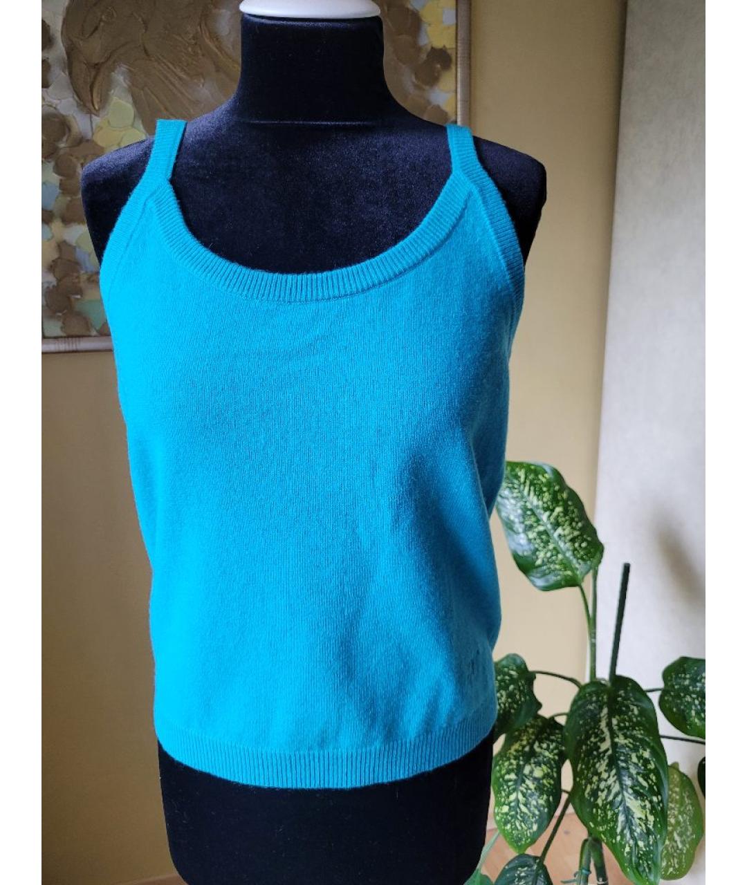 TWIN-SET Бирюзовая шерстяная жилетка, фото 5
