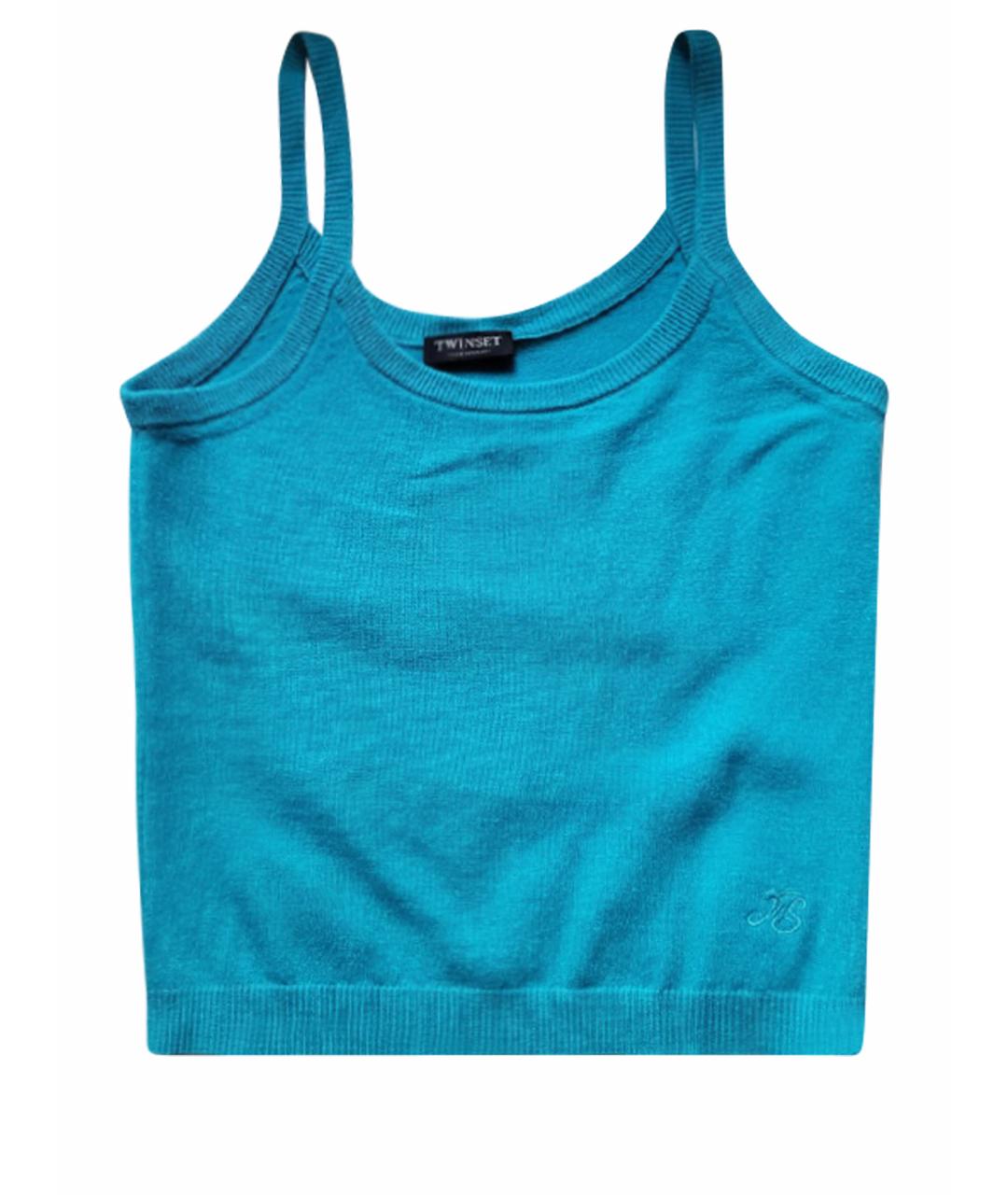 TWIN-SET Бирюзовая шерстяная жилетка, фото 1