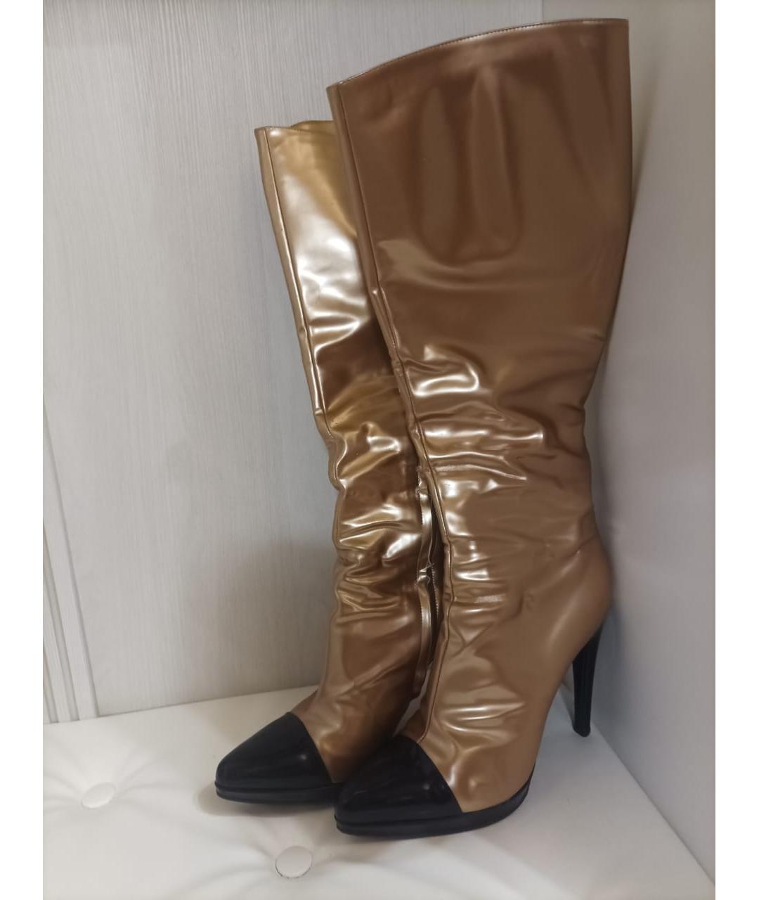 CASADEI Золотые сапоги из лакированной кожи, фото 5