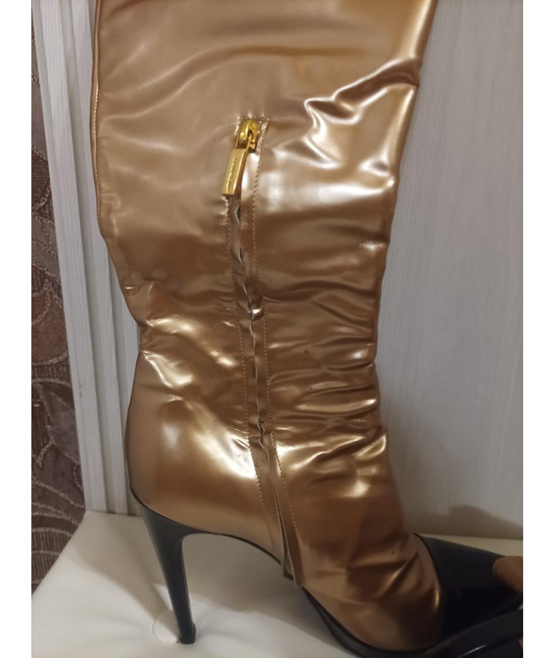 CASADEI Золотые сапоги из лакированной кожи, фото 2
