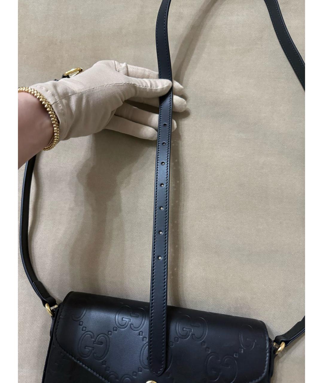 GUCCI Черная кожаная сумка через плечо, фото 6