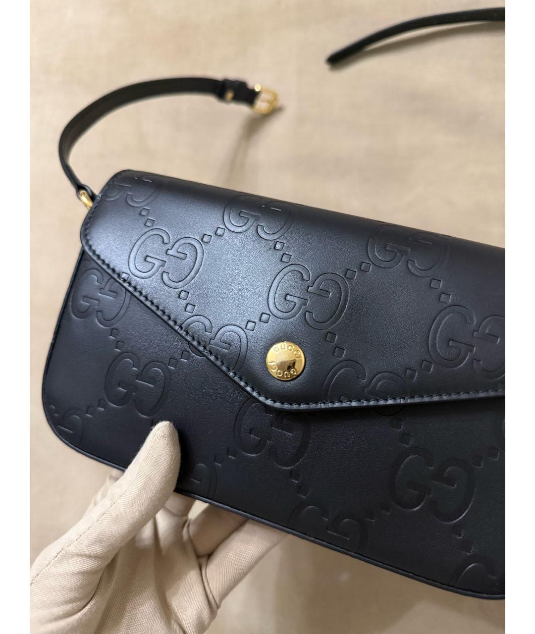 GUCCI Черная кожаная сумка через плечо, фото 3