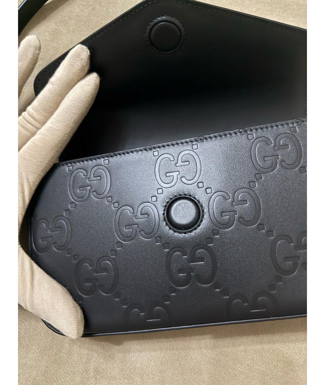 GUCCI Черная кожаная сумка через плечо, фото 4