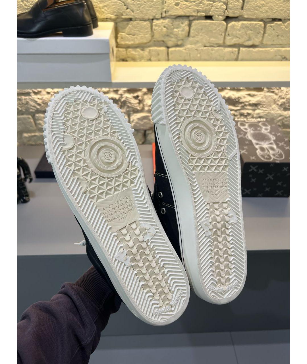 MAISON MARGIELA Черные кожаные низкие кроссовки / кеды, фото 6