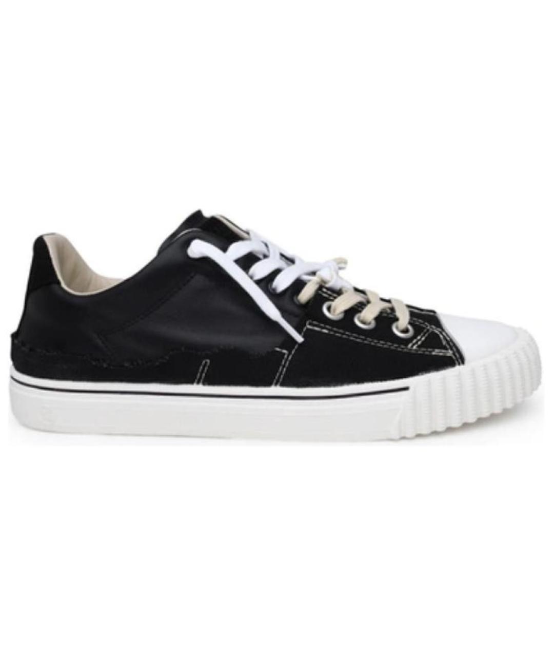 MAISON MARGIELA Черные кожаные низкие кроссовки / кеды, фото 1