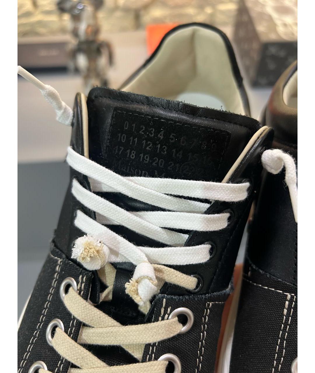 MAISON MARGIELA Черные кожаные низкие кроссовки / кеды, фото 4