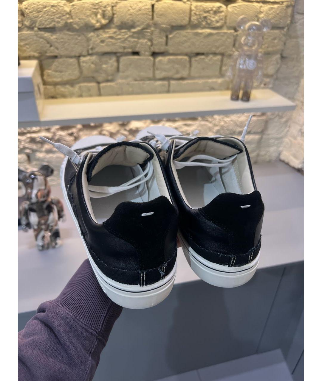 MAISON MARGIELA Черные кожаные низкие кроссовки / кеды, фото 5