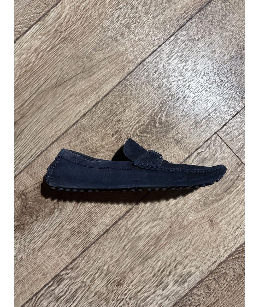 LOUIS VUITTON Темно-синие замшевые мокасины, фото 4