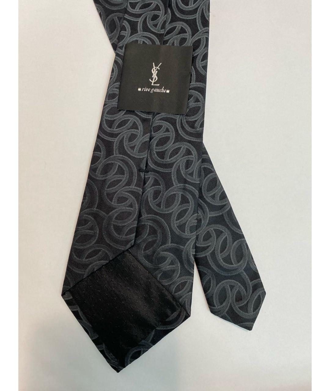 SAINT LAURENT Антрацитовый шелковый галстук, фото 3