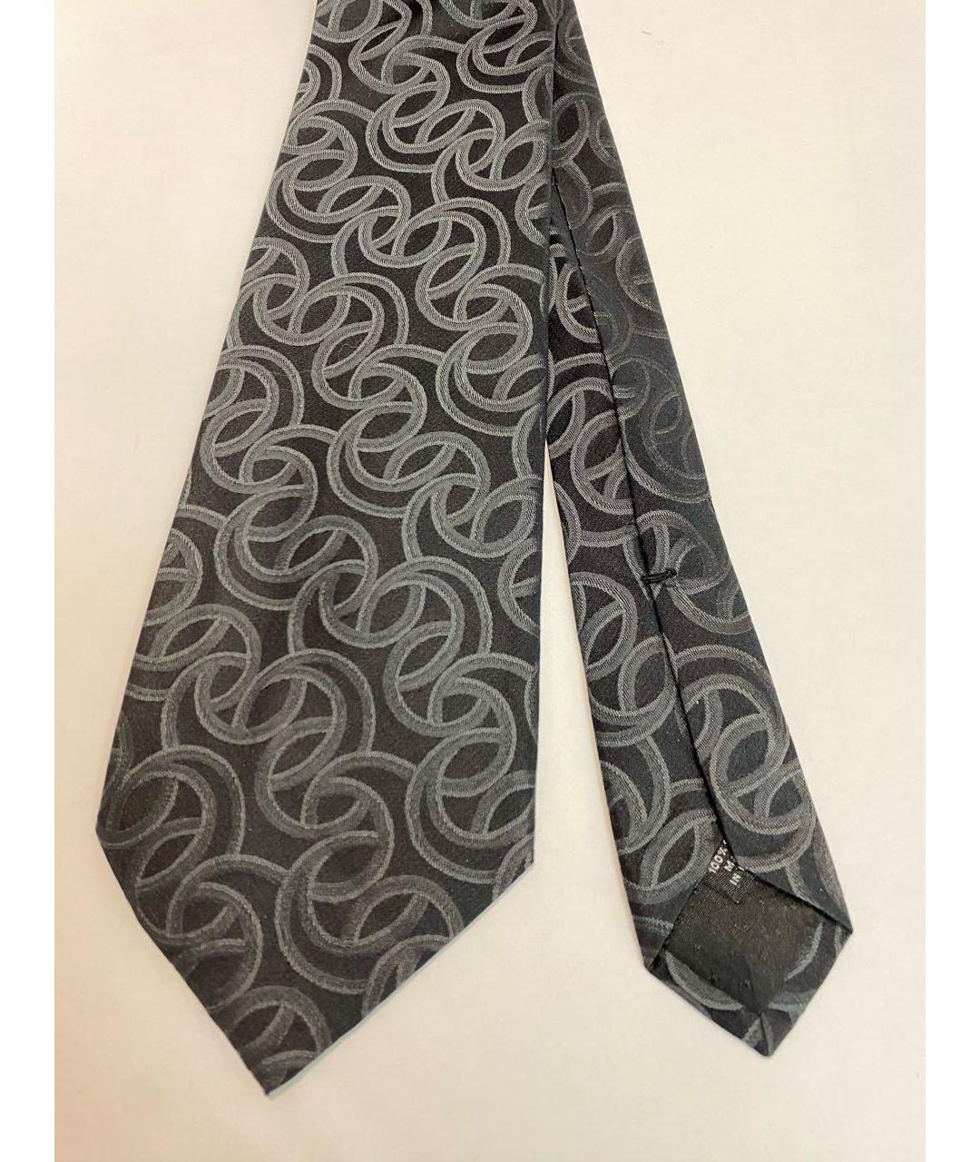 SAINT LAURENT Антрацитовый шелковый галстук, фото 2
