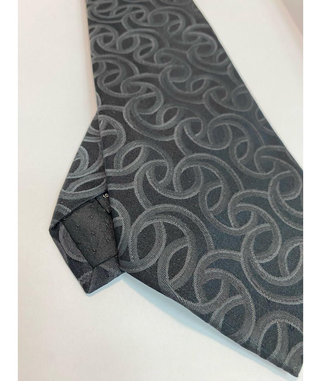 SAINT LAURENT Антрацитовый шелковый галстук, фото 5