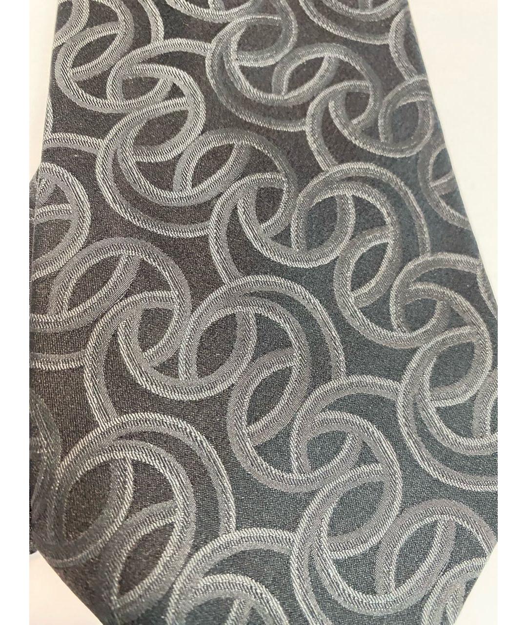 SAINT LAURENT Антрацитовый шелковый галстук, фото 4